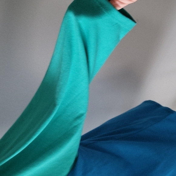 LuLaRoe Randy turquoise and green raglan 3/4 sleeve tee - Picture 5 of 9